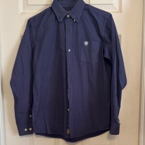 Ariat Kids Navy Checkered Button Down Shirt